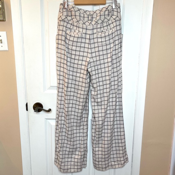 Anthropologie Women’s Linen Windowpane Trousers - Picture 2 of 6